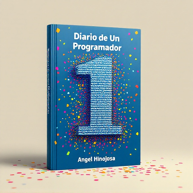 The cover features a prominently placed number 1 in the center, designed to appear as if it's made of binary code. Surrounding the number is a playful sprinkle of colorful confetti, which transitions into lines of C++ code seamlessly woven into the cerulean blue background. The confetti and code create a dynamic pattern, symbolizing both the celebration and the structured beauty of programming.