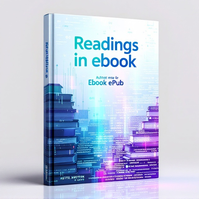 The cover features a seamless blend of traditional and digital worlds. On the left side, stacks of books are artfully positioned, symbolizing classic literature. The right side transitions into a digital visual with binary code and HTML script snippets subtly woven into the fabric, representing the digital age. A holographic overlay of letters and numbers flows across the entirety of the cover, creating a sense of movement and innovation. The color palette incorporates deep blues, vibrant purples, and hints of green, set against a white background.