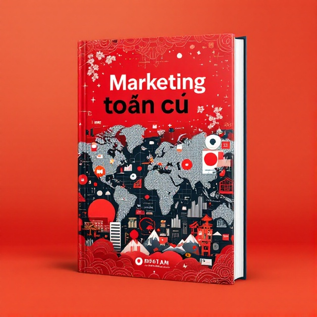 The cover features a dynamic collage of global icons such as world maps, financial graphs, and currency symbols seamlessly integrated with elements that evoke Japan, like cherry blossoms and traditional motifs. The background is dominated by a rich red hue, symbolizing power and excitement, with intricate patterns suggesting a global network.