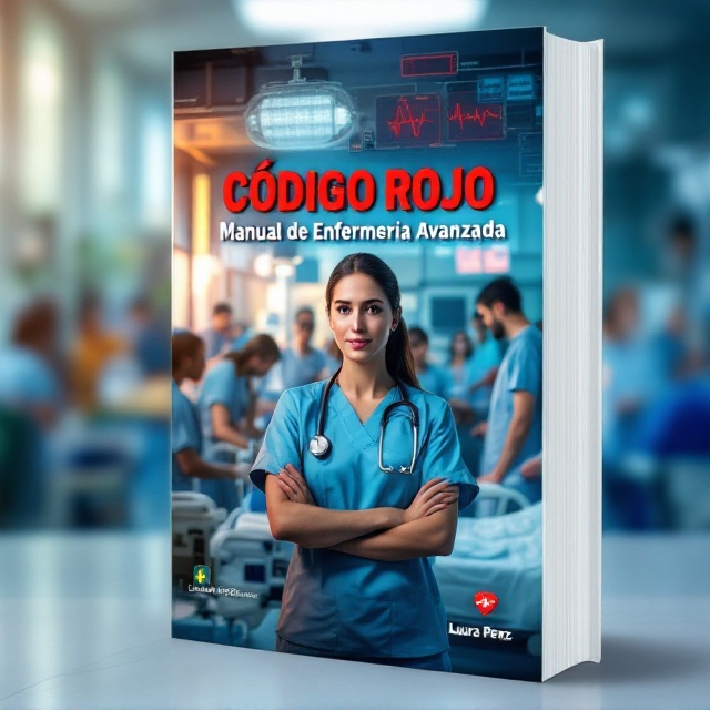 The cover features a dynamic scene set within a bustling emergency room. In the foreground, a professional nurse, clad in a crisp blue clinical uniform with a prominently visible stethoscope, exudes authority and empathy. She is at the helm of a diverse team, each member engaged in urgent, life-saving work around an occupied hospital bed. Heart monitors with vital signs are subtly incorporated into the background graphics, enhancing the sense of immediacy. The ambient scene is bathed in a warm, golden light, adding humanity and hope to the clinical setting. Hospital equipment such as crash carts and defibrillators peek subtly from the margins.