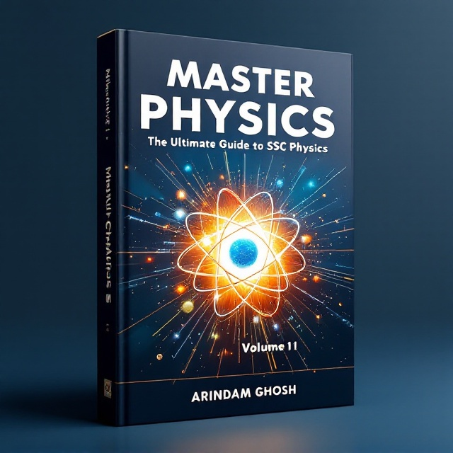 A dynamic and visually striking cover featuring a burst of light rays emanating from a detailed illustration of an atom at the center. The atom is encased in an intricate network of orbiting electrons, symbolizing the complexity and beauty of physics. The background transitions from deep navy blue at the edges to a bright, radiant white at the center, creating a focal point around the atom.