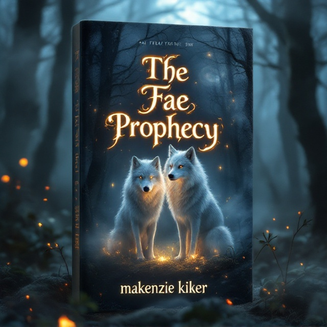 A moonlit forest scene enveloped in mist fills the background, creating an intense mystical ambiance. At the center, a pair of ethereal wolves, their fur glowing as though touched by hidden flames, stand poised and attentive, the serenity around them disrupted by subtle flickers of fire at the edges of the scene. Tendrils of smoke intertwine around the wolves, adding layers of depth and mystery. Subtle hints of glowing embers illuminate the title, hinting at the supernatural fire lurking within the narrative.
