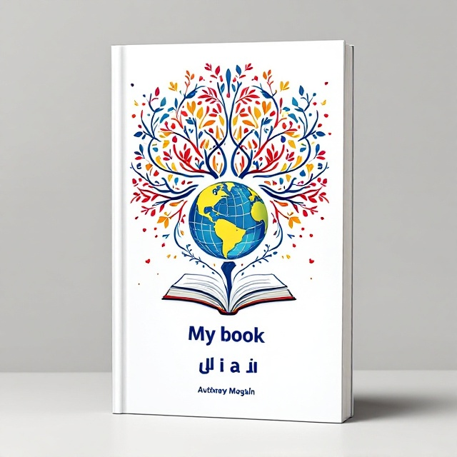 A harmonious blend of nature and psychology, featuring a white background with an intricate illustration of a human brain intertwined with elements of nature, such as leaves and branches. The center showcases a globe enveloped by an open book, symbolizing knowledge and the world. Vibrant accents of blue, red, yellow, and orange interweave through the design, capturing the essence of life and diversity.