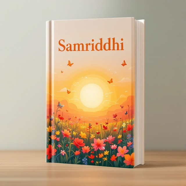 A vibrant illustration of a sunrise over a lush field, with flowers and butterflies taking flight, centered against a soft sky. The scene evokes feelings of renewal and abundance, with bright colors symbolizing happiness and gratitude.