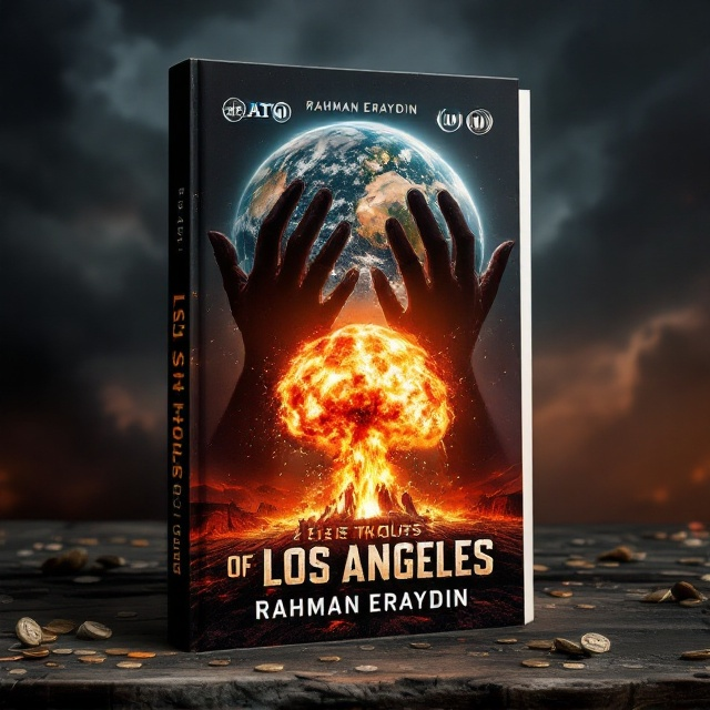 The cover depicts a dark, apocalyptic Earth in the background, partially shadowed with ominous flames licking its edges. Five large, shadowy hands grip the Earth, symbolizing the NATO members, casting long, threatening shadows. In the sky, the NATO and UN logos are subtly faded and partly obscured by dark storm clouds swirling chaotically. At the center foreground, a fiery nuclear explosion erupts, its light illuminating the shattered symbols of economic stability, such as broken dollar signs and scattered coins. The colors are predominantly dark with flashes of fiery oranges and reds, portraying a world on the brink of devastation.