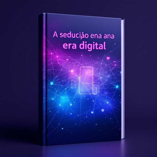 The cover features a dynamic gradient background transitioning from deep blue to vibrant purple, capturing the essence of a digital age. Silhouettes of smartphones overlap in the center, forming an interconnected network with sleek lines. Scattered among these lines are delicate icons, such as hearts and social media symbols, adding a playful touch. This visual scene is both contemporary and enchanting, perfectly aligning with the theme of attraction in the digital world.