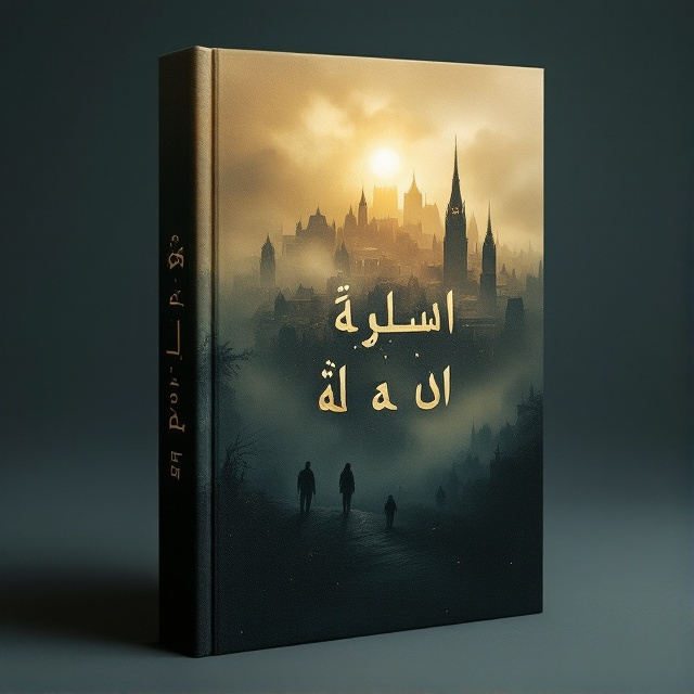 A captivating blend of mist shrouded cityscape imbued with a golden hue, contrasting with shadowy figures emerging mysteriously in the foreground, hinting at intrigue and suspense. Soft, ambient lighting enhances the serene yet enigmatic atmosphere.