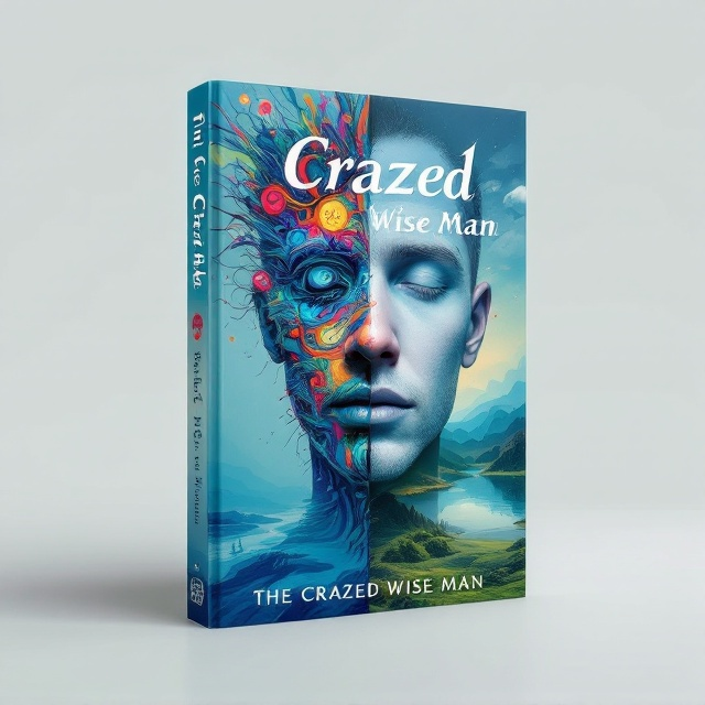 The cover features a surreal image of a man’s face, split down the middle. One side of the face is made of chaotic, swirling colors with abstract patterns emerging, while the other side is calm and serene, with soft blues and greens forming quiet landscapes. The background fades from the chaotic to the serene side.