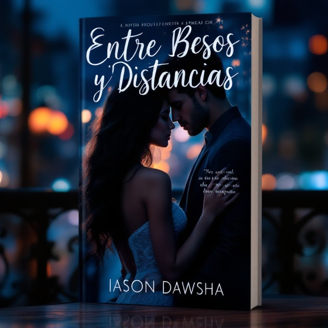 The cover features an intimate scene with a girl and a boy, their bodies very close together, conveying a sense of passion and urgency. The girl is partially turned, her back against a wrought iron railing, symbolizing distance and restraint. The background is a soft focus of city lights at twilight, drenched in shades of azul, highlighting the romantic undertones of the scene. The lighting emphasizes the contours of their figures, capturing a moment of tension and impending closeness.