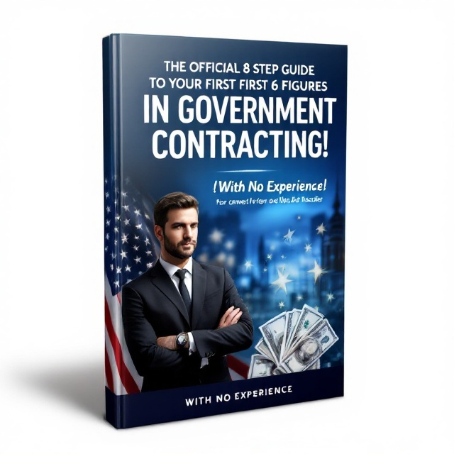 The cover features a dynamic and sleek design with a bold, eye-catching title taking center stage. A subtle image of a man in a suit, a U.S flag, and U.S currency are skillfully blended into the background, gradually fading to create depth without overpowering the title. The color palette is comprised of shades of blue, black, and white/grey, offering a professional and inspiring look.
