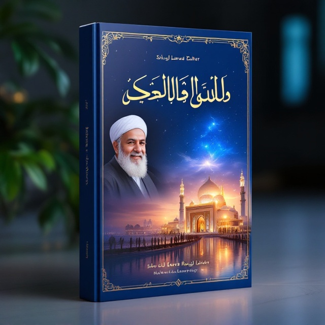 The cover features a serene and respectful photograph of Seyed Javad Zaker on the left side, slightly faded into the background to give a sense of reverence. On the right side, there's a vivid, softly illuminated image of the shrine of Hazrat Ruqayya, creating a spiritual contrast and blending harmoniously into the overall design with soothing colors symbolizing peace and spirituality.