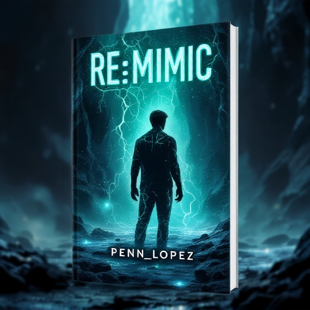 The cover features a dynamic, central illustration of the main character, Lucas, partly submerged in shadow yet illuminated by the luminous veins that wind around his form. The cavernous environment behind him is depicted with a sweeping vista of dark rock formations and bioluminescent patterns, casting an otherworldly ambience. The mist and floating particles are artistically rendered, creating layers of depth and mysticism.