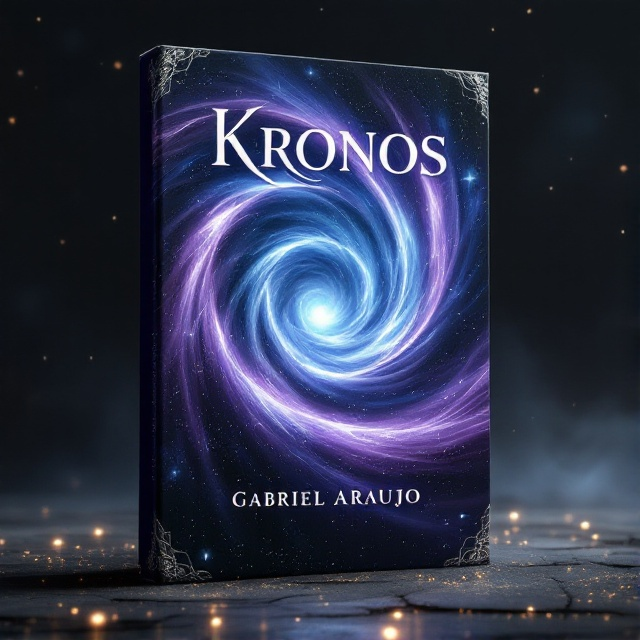 Envision a swirling vortex of cosmic energy at the center of the cover, with ethereal, sparkling dust and mist surrounding it. In the foreground, shadowy, ancient runes float delicately, glowing with an otherworldly light. The color palette combines deep purples, midnight blues, and shimmering silver that radiates mysticism and magical allure.