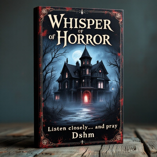 A distressed, vintage-style cover featuring a haunting illustration of a creepy, old mansion. The mansion is partially obscured by mist, with shadows and subtle hints of cult symbols woven into the mansion's architecture. The overall color scheme includes deep reds and blues, adding to the eerie, suspenseful atmosphere.
