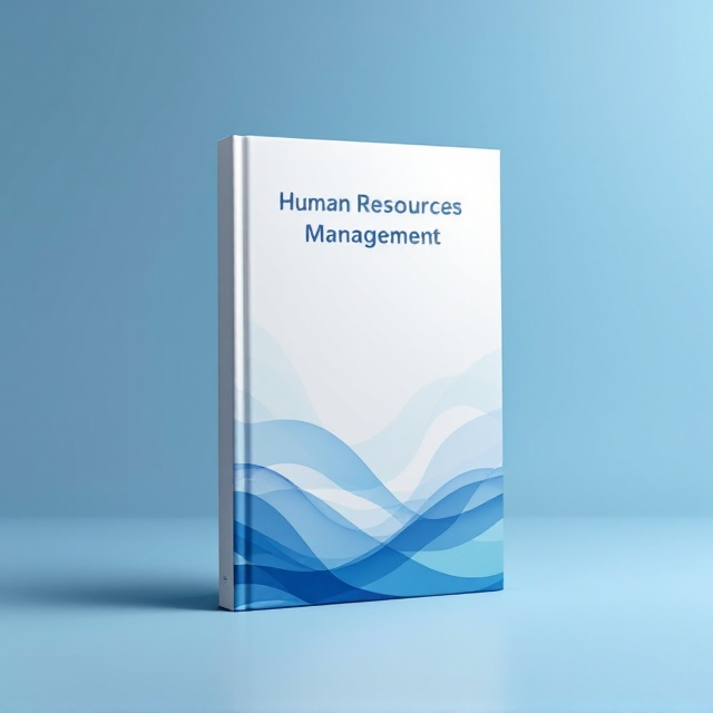 A minimalist design featuring a central abstract image symbolizing human resources management, rendered in a sleek and stylized way. The primary colors are white and blue, creating a professional and calming effect. The background is a soft gradient blue to white fade, enhancing the central image's focus.