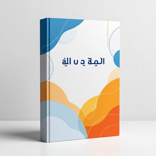 Abstract geometric shapes and lines blend together in a harmonious interplay of blue, orange, and white hues. The background has a gradient effect, shifting from deep blue at the top to a vibrant orange at the bottom, with dynamic white accents flowing throughout.