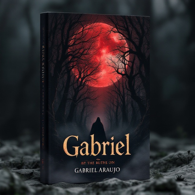 The cover features a dark, shadowy forest under a blood-red moon. The trees are twisted and gnarled, casting eerie shadows. Wisps of mist hover above the ground, and a mysterious figure can be seen partially hidden among the trees, their eyes glowing with a supernatural light. In the background, faint outlines of ancient runes are visible, adding a touch of mysticism.