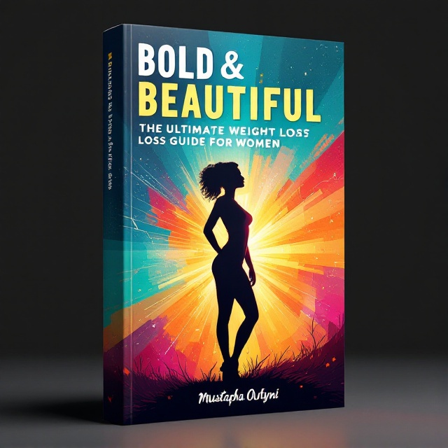 A striking and dynamic cover illustrating a silhouette of a confident woman standing proudly in front of a bright, abstract background. Radiating energy patterns symbolize transformation and movement. The color palette comprises bold shades of turquoise, sunset orange, and deep purple to evoke a sense of empowerment and positivity.