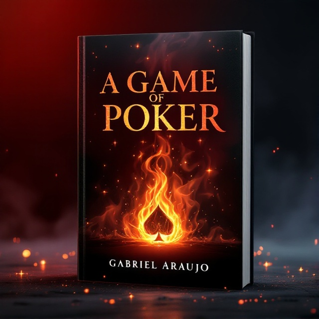 A central image of a house of cards consumed by magical flames, with wisps of smoke curling upwards. The background is a gradient blend of deep red at the bottom transitioning to black at the top, enhancing the mystical atmosphere. Subtle sparkling effects hint at underlying magical elements around the flames.