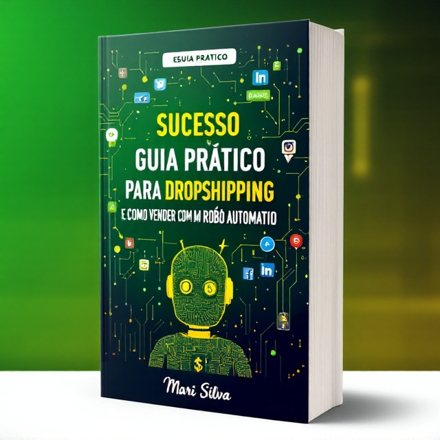 The cover features a large, stylized robot in the foreground, made of digital circuit patterns and dollar signs. Behind the robot, there's a merging of various social media logos forming a network that fills the top half of the cover. The background is a gradient of green and yellow, symbolizing wealth and growth. A subtle gleam effect is applied to convey a sense of brightness and success.