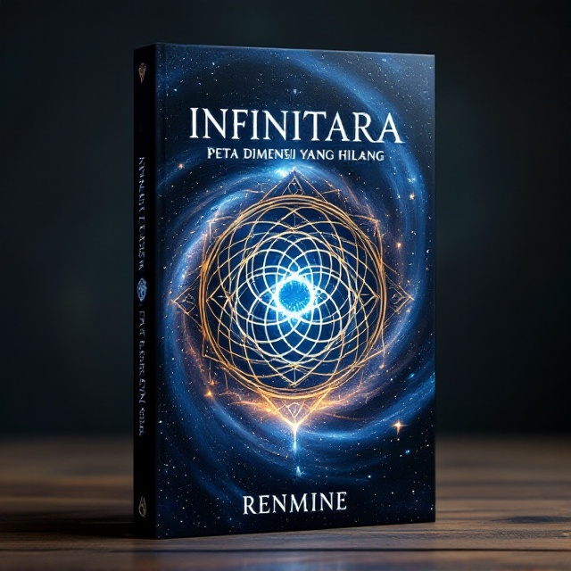 A swirling galaxy sprawling across the cover with hints of shimmering stars and cosmic dust; a mystical symbol of intertwined circles and lines glows faintly at the center, hinting at the secrets of the fifth dimension; dark silhouettes of magical creatures subtly blend into the background, creating a sense of depth and intrigue.