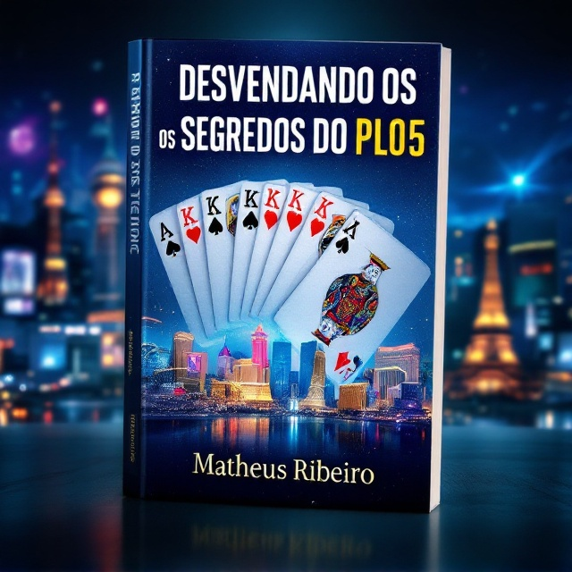 A dynamic skyline of Las Vegas fades into a royal flush of playing cards - Aces, Kings, Queens, and Jacks all from the same suit, in a fan-like spread. This is set against a cool blue and white gradient background that conveys a sense of nighttime sophistication and underlines the thrill of high-stakes poker. A subtle glimmer effect highlights elements like the cards and the iconic Las Vegas sign.