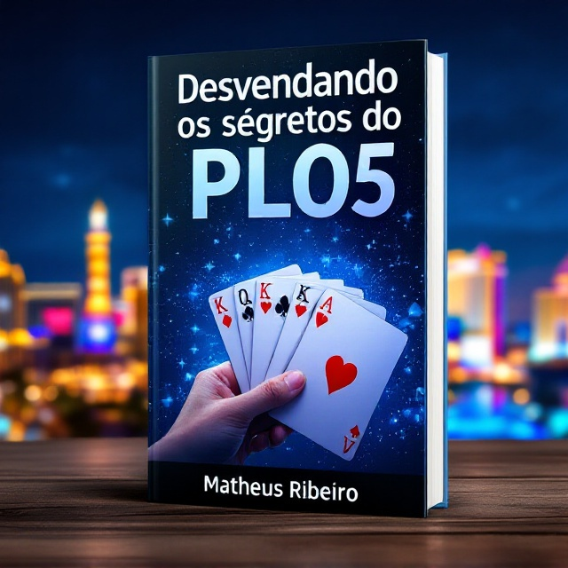 A dynamic and engaging cover featuring a nighttime Las Vegas skyline with bright, illuminated casinos in the background. Front and center, there's a photographic montage of playing cards in blue and white tones, displaying a royal straight flush held in a fan shape, symbolizing the pinnacle of poker success. The background is a subtle, gradient mix of deep blue transitioning to bright white, imitating the nocturnal city lights of Las Vegas.