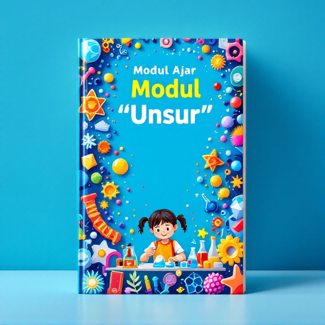 The cover features a vivid array of elements from the periodic table, artistically scattered across a bright blue background. At the center, an illustration of a school student engaging with a science experiment brings life and energy to the scene. A few molecular structures are subtly integrated into the background, creating a sense of depth and intrigue.