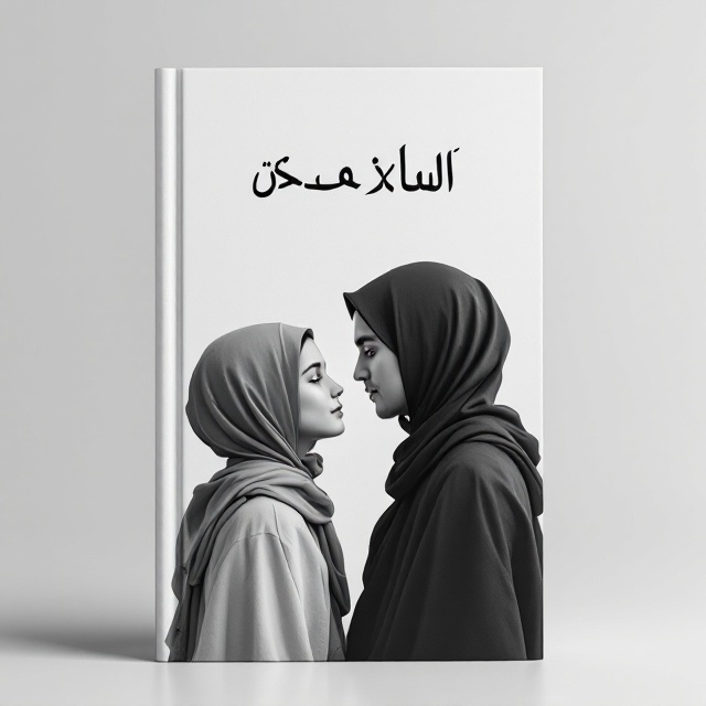 A black and white background featuring a beautiful Iranian girl with hijab and a fair-skinned Iranian boy, standing apart yet reaching towards each other with determined expressions. The figures are slightly overlapping but separated by a faint, symbolic line.