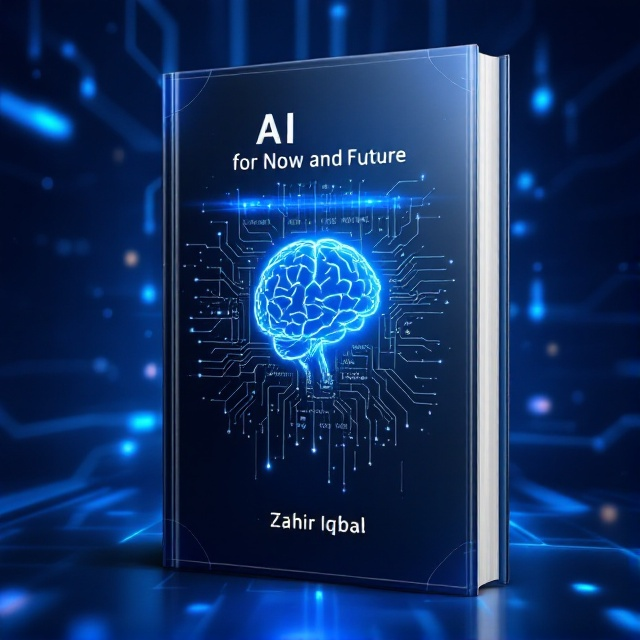 A futuristic gradient background with shades of blue and silver, overlaid with a network of glowing, abstract circuit lines. In the foreground, a stylized digital brain icon is centered, subtly transitioning into an array of matrix-style binary code.