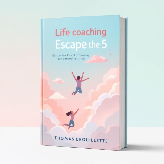 An illustration of a person joyfully jumping off a trampoline into an open sky, symbolizing freedom and escape. The background is a gradient from soft pastel pinks to blues, evoking a sense of hope and positivity. Small, whimsical clouds add a touch of humor and light-heartedness.