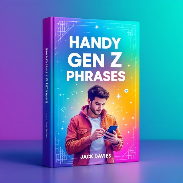 A modern and clean design featuring a digitally illustrated Gen Z male looking at his smartphone against a vibrant, gradient background. The edges have abstract geometric patterns reflecting a tech-savvy vibe. Light icons symbolizing social media and communication are interspersed around the character, subtly suggesting connectivity and online presence.
