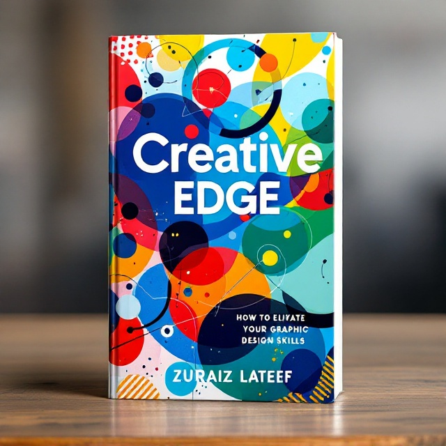 A vibrant, abstract design with overlapping geometric shapes, such as circles and triangles, symbolizing creativity and motion. The colors are bold and diverse, including shades of blue, red, yellow, and green, resembling a paint palette exploding with inspiration.