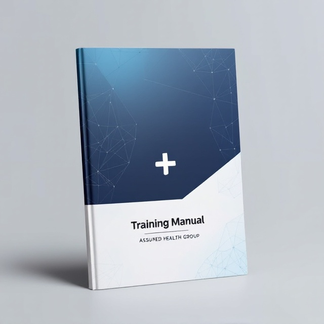 A sleek, modern cover with a geometric pattern symbolizing interconnectedness and growth. The background transitions from a deep blue to a lighter gradient, suggesting clarity and professionalism. In the center, a subtle symbol, like a stylized plus sign, represents health and improvement, balancing the elements.