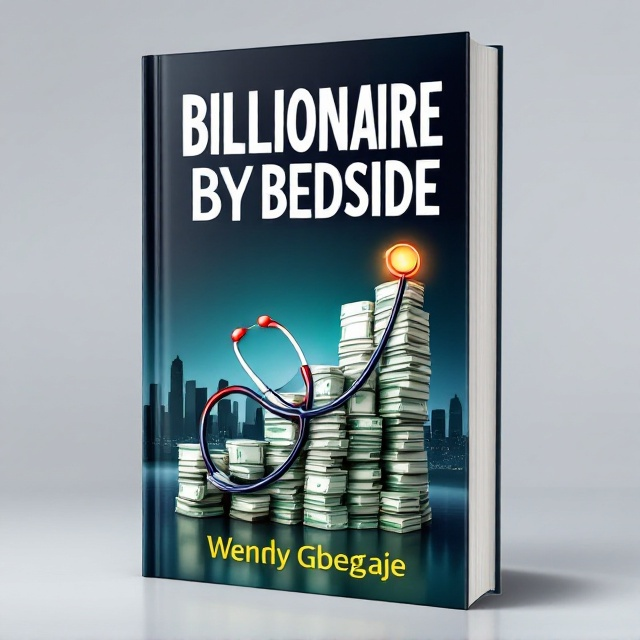 A dynamic cover featuring a stethoscope creatively intertwining with stacks of cash. The stethoscope morphs into a line graph of financial growth, symbolizing success in healthcare. In the background, there are subtle city skyline silhouettes that provide a sense of ambition and aspiration.