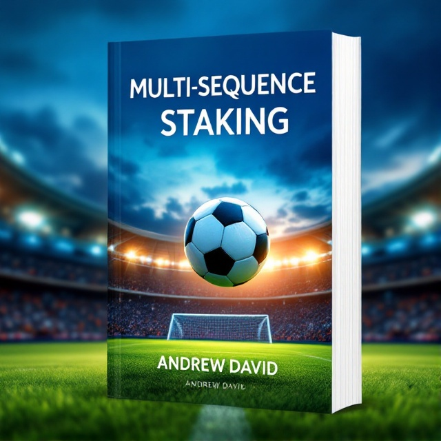 The cover features a dynamic scene of a soccer ball caught mid-flight as it approaches a goal net. The bottom half showcases vivid green grass with the faint silhouette of a bustling stadium filling the background. The warm glow of stadium lights adds excitement and highlights the scene against a vibrant sky.