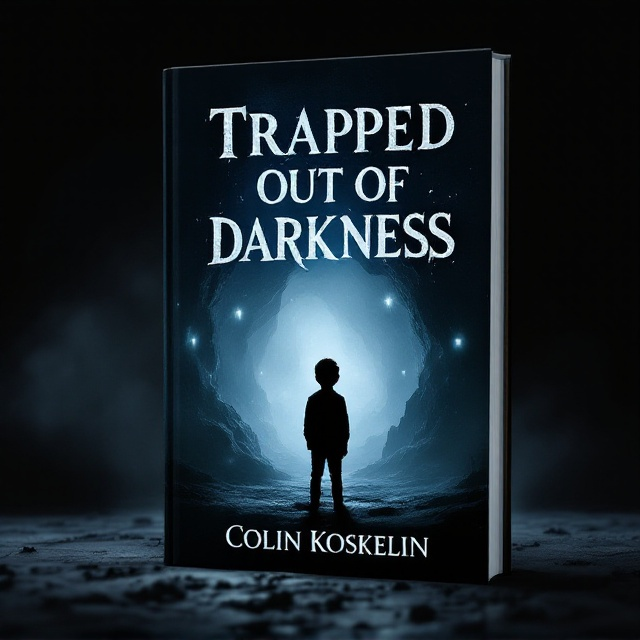 A shadowy cave entrance occupies the center of the cover, surrounded by thick, dark mist. The silhouette of a young boy is visible at the cave's mouth, looking both cautious and curious. Ethereal, ghostly wisps float around him, hinting at his paranormal experiences. The background is predominantly black, with subtle, moody highlights to evoke a sense of foreboding and mystery.