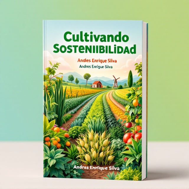 The cover features a vibrant and lush illustration of diverse crops and greenery in a rural setting. The foreground boasts rows of vegetables, fruit trees, and a small windmill in the backdrop, under a bright, sunny sky. The earthy tones of green, brown, and yellow dominate the palette, conveying a sense of agricultural abundance and harmony with nature.