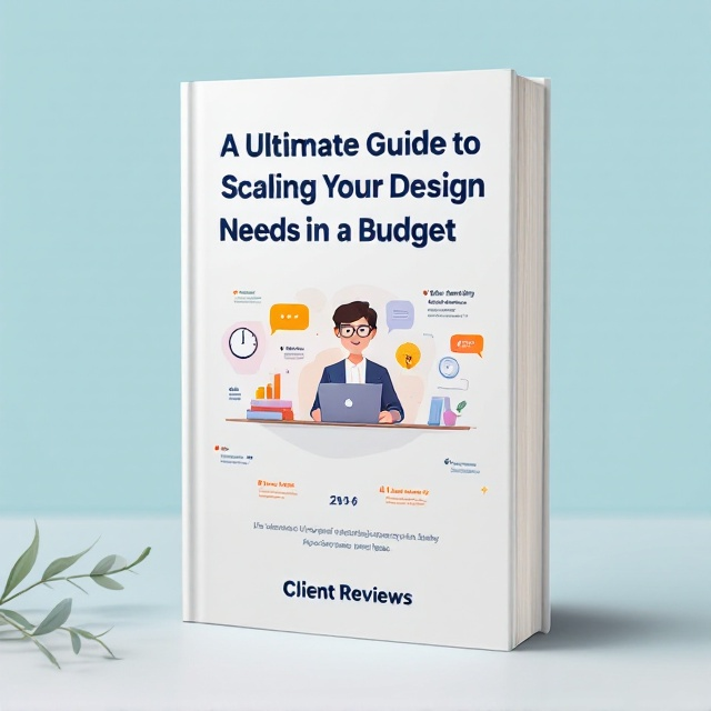 The cover features a business person sitting confidently at a desk with a laptop open, surrounded by icons representing productivity—such as a clock, lightbulb, and graph. In the background, there are subtle client review text snippets, symbolizing satisfaction and success. The color scheme is a pastel multicolor palette, adding a friendly and approachable tone to the professional setting.