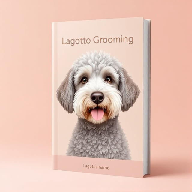 The cover features a charming illustration of a Lagotto Romagnolo dog, with its curly fur elegantly detailed. The dog's playful and affectionate expression is centered against a soft pastel background, evoking warmth and friendliness.