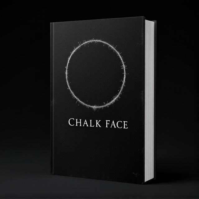 A stark black background with a faint, ghostly chalk circle drawn off-center. Within the circle, there is a subtle, stylized design resembling arcane symbols or runes. Beneath the circle, the title "Chalk Face" appears slightly distressed, creating a sense of mystery and unease.