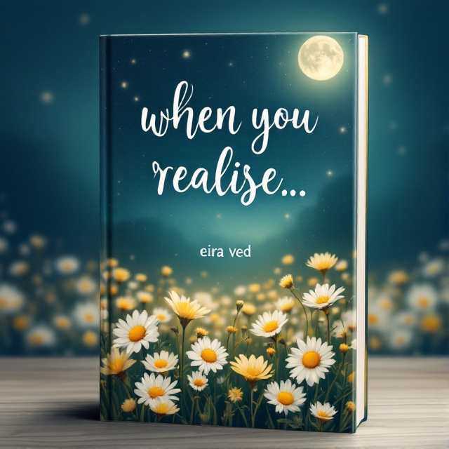 A serene illustration featuring a field of daisy flowers basking under a gentle moonlight glow, with delicate yellow hues cascading across the field. The moonlight adds a silver tinge, creating a serene and calming atmosphere.