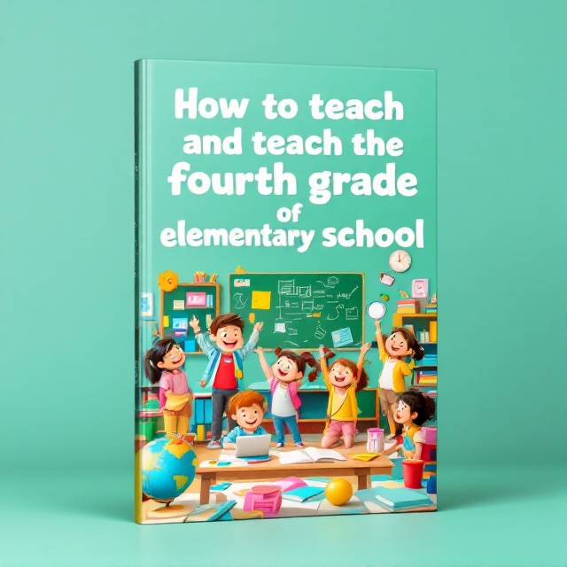 A lively classroom scene featuring joyful children engaged in learning activities. The classroom is filled with colorful educational tools like books, globes, and art supplies. The background is a soft teal green, accentuating the vibrant and playful atmosphere.