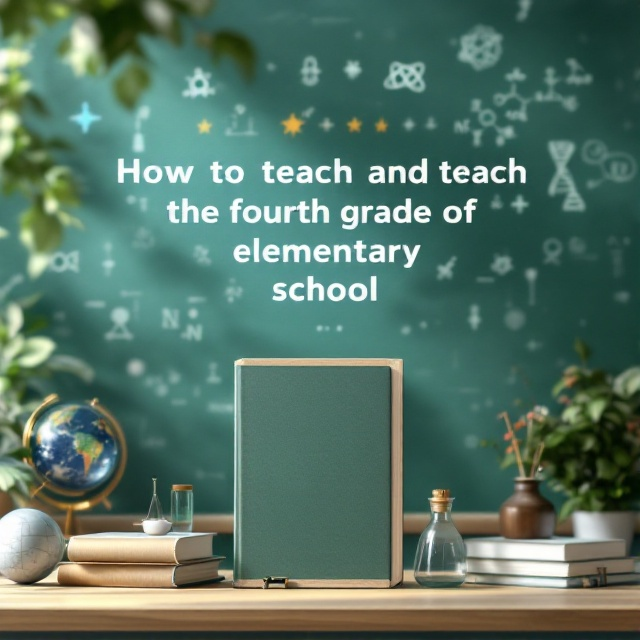 A peaceful classroom scene is depicted, with a chalkboard in the background illustrating scientific symbols like an atom, a molecule, or a DNA strand. This scene is bathed in a serene blend of green and blue hues, evoking a sense of tranquility and learning. In the foreground, there are subtle images of books and scientific equipment like a globe and magnifying glass to suggest exploration and innovation.