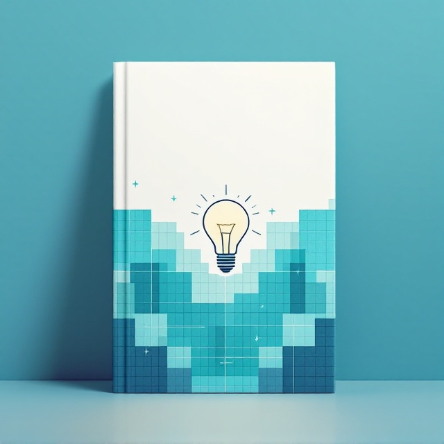 A minimalist design featuring a large turquoise geometric pattern in the background that suggests both structure and simplicity. Across the middle of the cover, a subtle grid motif symbolizes organization and the educational focus of the book. At the center, a stylized illustration of a light bulb, representing innovation and knowledge in science and technology, is integrated into the scene with a soft drop shadow for depth.