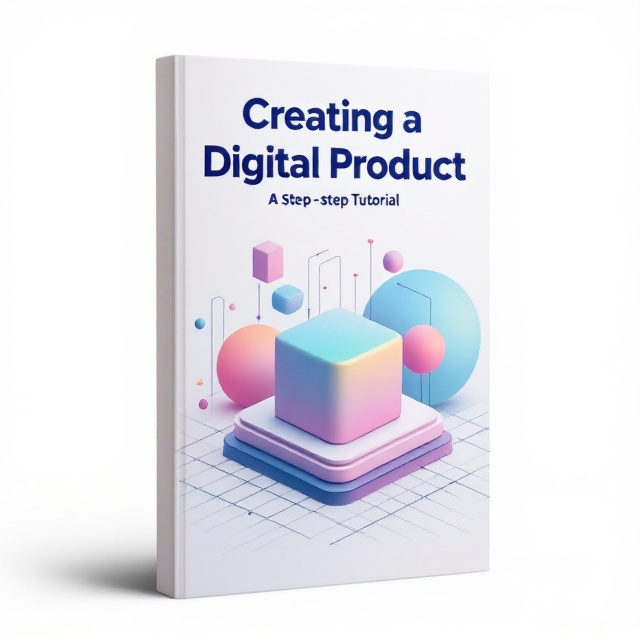 A modern, minimalist design featuring a stylized, three-dimensional digital product icon at the center. Behind the icon, abstract geometric elements in soft pastel colors create a sense of depth and innovation. A subtle grid pattern overlays the background, reflecting the structured, step-by-step nature of the guide.
