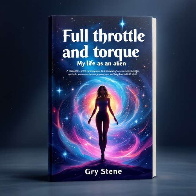 A dynamic and vibrant illustration of a woman standing confidently at the center of the cover, with a backdrop of swirling galaxies and stars. Her posture exudes strength and celebration, with a futuristic aura that signifies her unique presence and difference. The background is a gradient blend of deep blues and purples, symbolizing mystery and individuality.