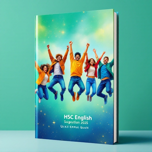 A dynamic hand-painted illustration of a diverse group of Gen Z students, captured mid-jump with expressions of joy and triumph. The background is a gradient of vibrant green and blue, accented with subtle golden sparkles that cascade down the cover, mirroring the excitement and success of the moment.