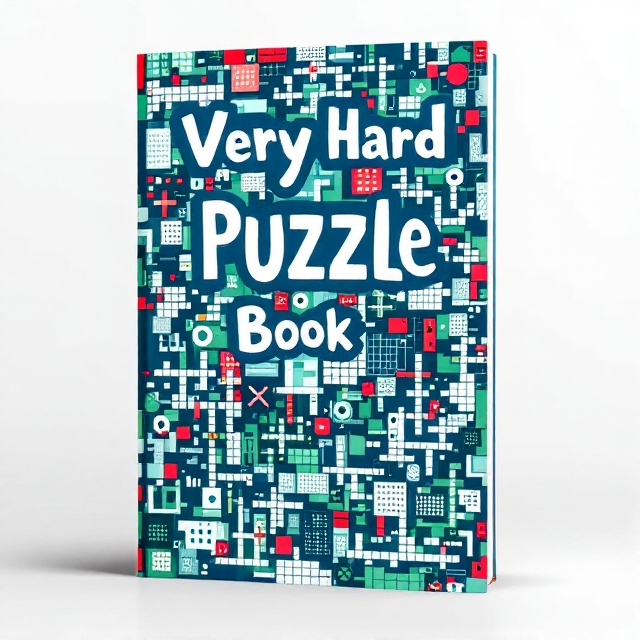 An intricate collage of various fill-in puzzles—crosswords, Sudoku, word searches—overlapping at different angles. Each puzzle varies slightly in size and shape, creating a chaotic yet intriguing mosaic. This intricate pattern is surrounded by a thick, bold border that ties the design together and draws the eye toward the center. The color palette consists of various shades of blue and green, with subtle hints of red to add vibrancy and excitement.