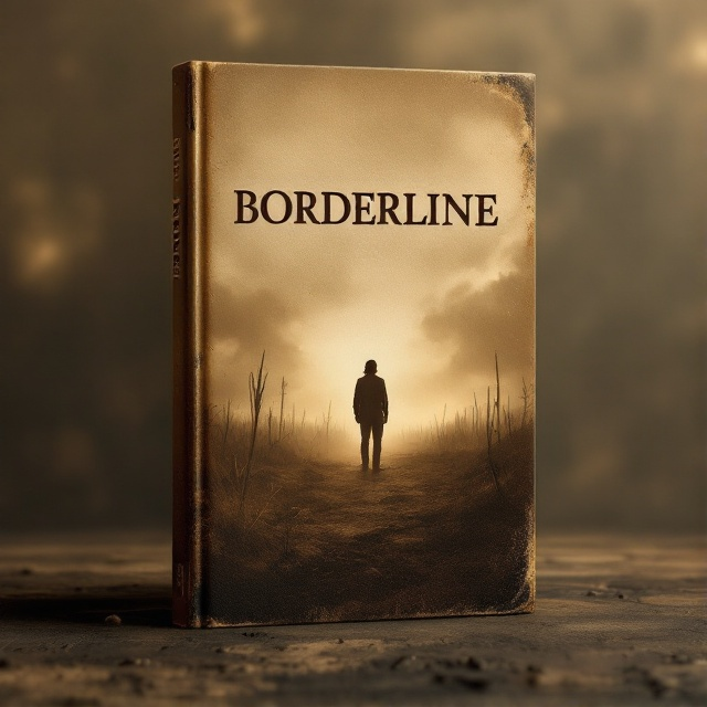 A sepia-toned background featuring a desolate landscape reminiscent of an old, forgotten battlefield under a cloudy, dimly lit sky. In the foreground, a lone silhouette of a person stands at the center, slightly to the right, facing away, conveying solitude and an air of mystery. The silhouette is partially transparent, blending into the background to evoke a sense of emptiness and tension.